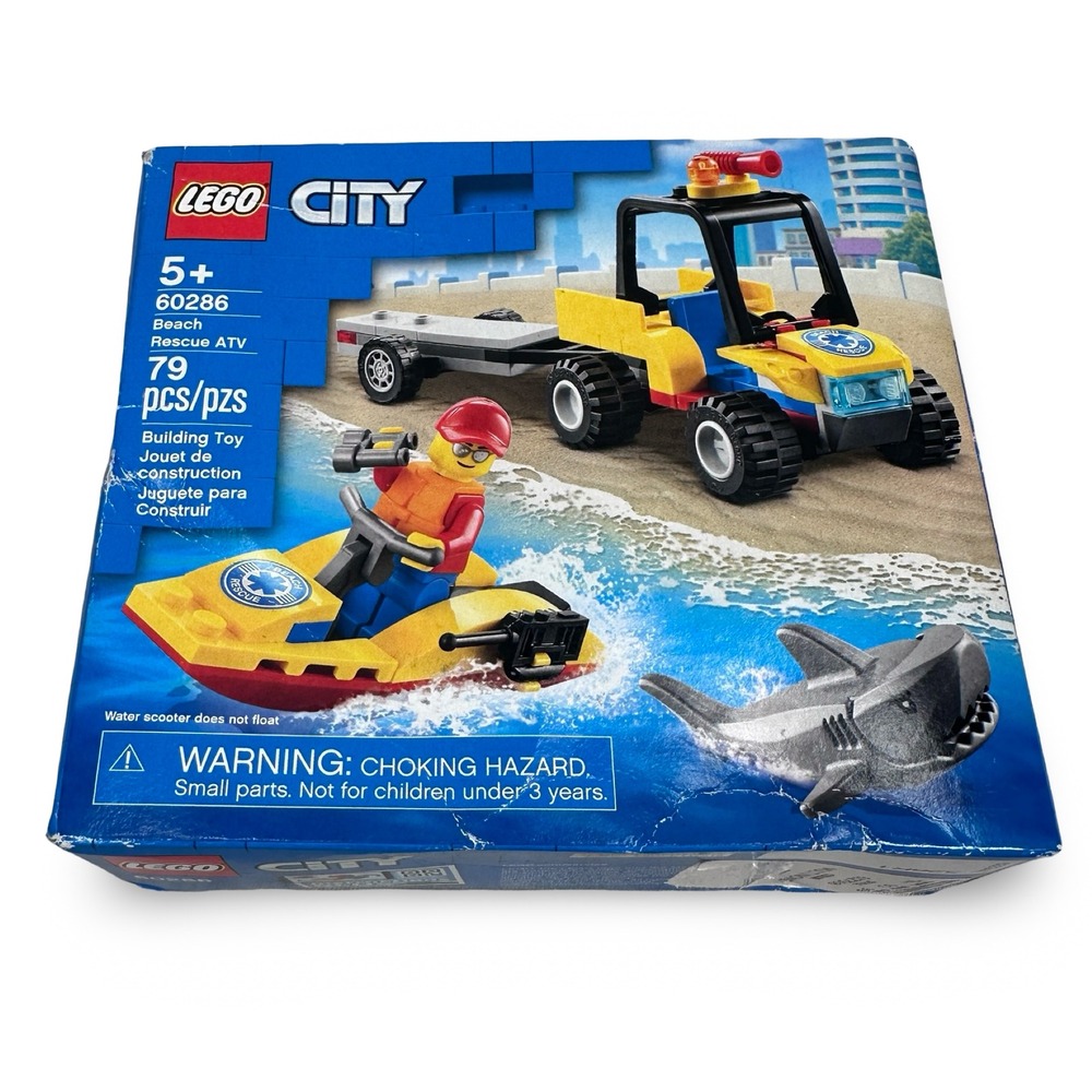 LEGO City 60286 Beach Rescue ATV Building Toy Set 79 Pieces Shark Figure New
